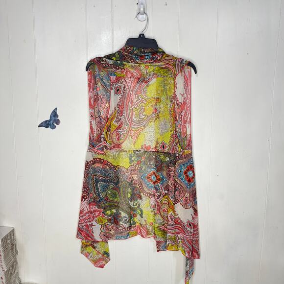 Molly + Maxx Womens Kimono Size Large Layering Boho Festival Sleeveless Sheer - Picture 5 of 8